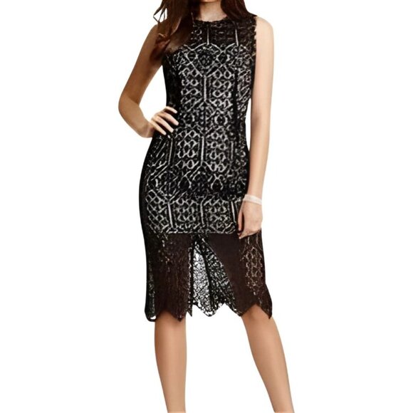 Guess by Marciano Black Lace Flower Pencil Dress Size 4 - Picture 1 of 13